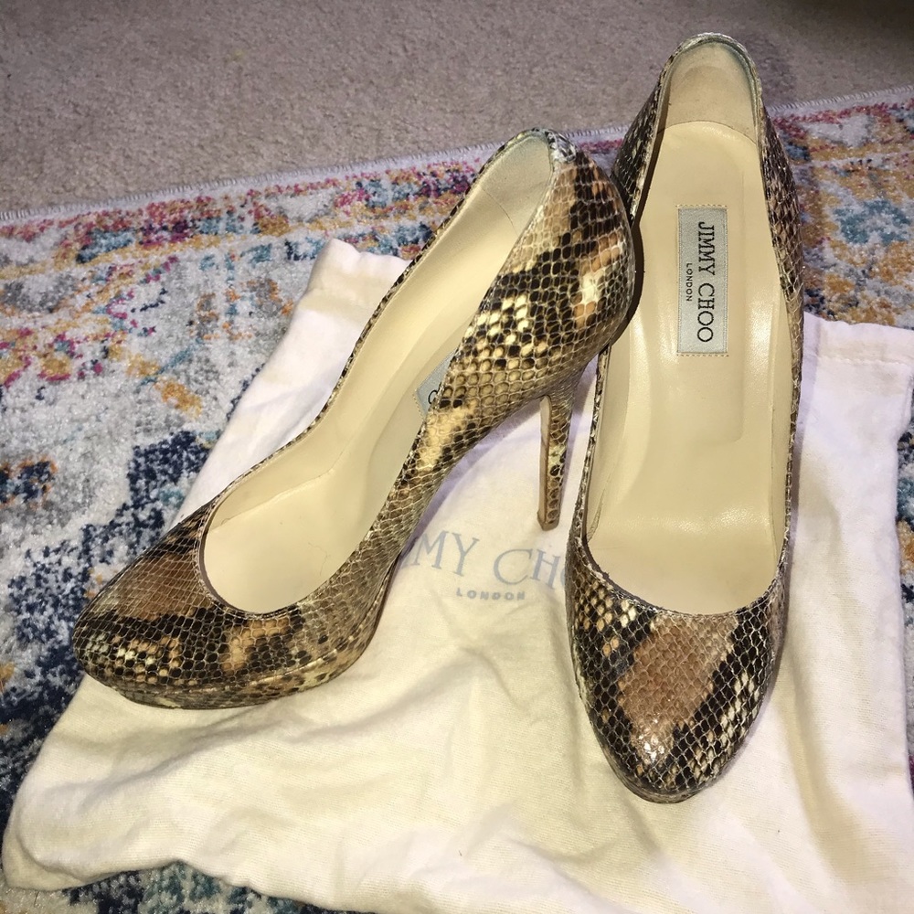 Jimmy Choo “Cosmic” Snake Print Platforms